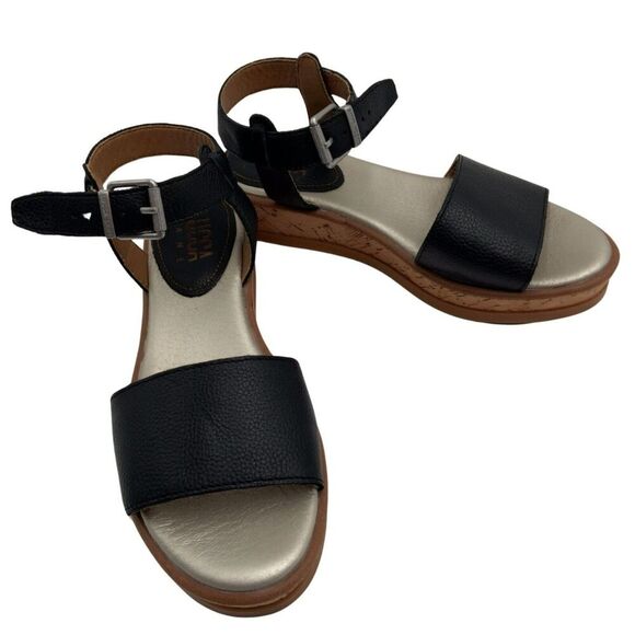 Lucca Lane Kameron Sandals Open Toe Ankle Strap Black Leather Women's Size US 7M - Picture 2 of 11
